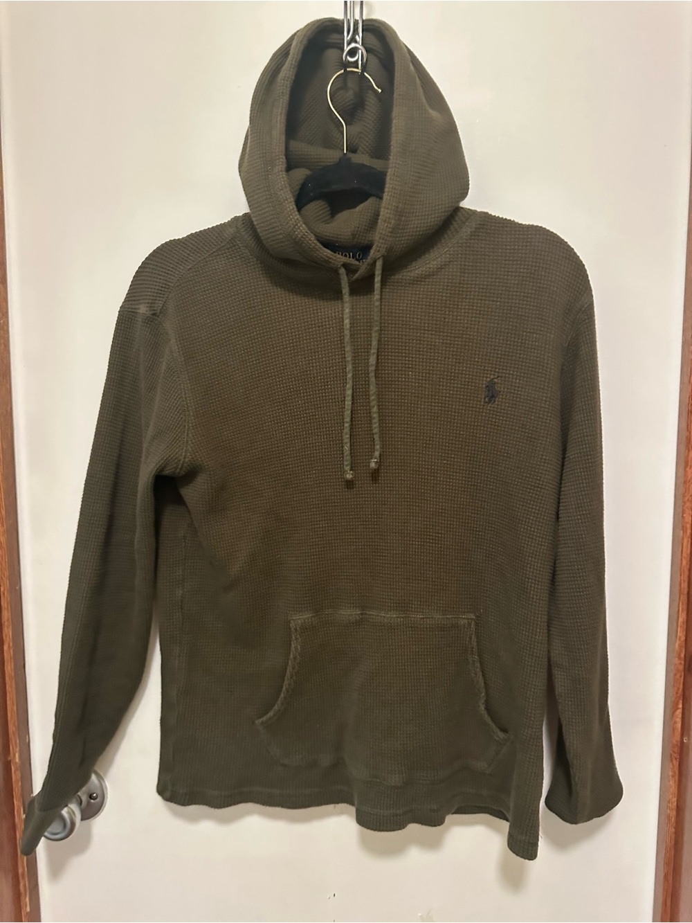 Polo Ralph Lauren Olive Waffle-Knit Hooded Pullover